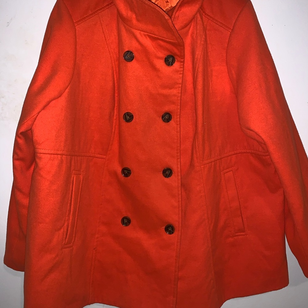 Torrid orange double-breasted woolen peacoat